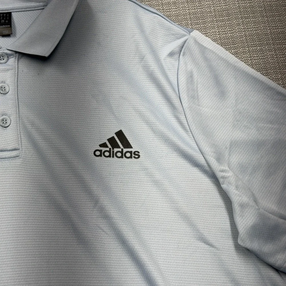 Adidas Polo Shirt Mens XL Blue Solid Golf Performance Lightweight Short Sleeve - Picture 3 of 9